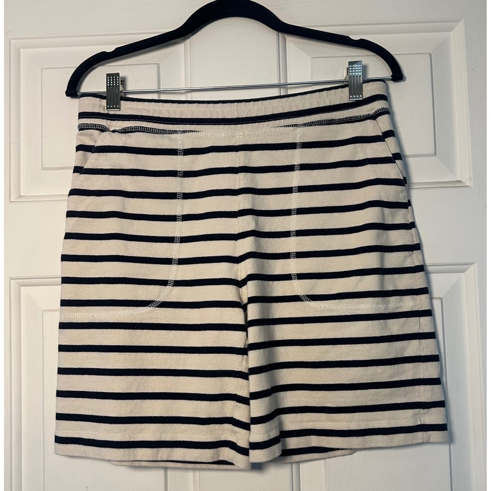 Norse Projects Classic Stripe Shorts Mens 36 Cream Navy Blue Cotton Athleisure‎